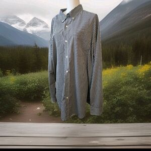 Chaps Black and White Casual Button Down Shirt